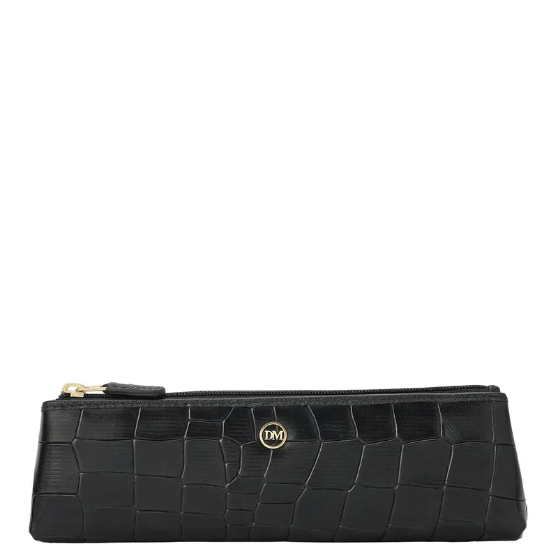 دا ميلانو Croco Leather Multi Pouch - Black
